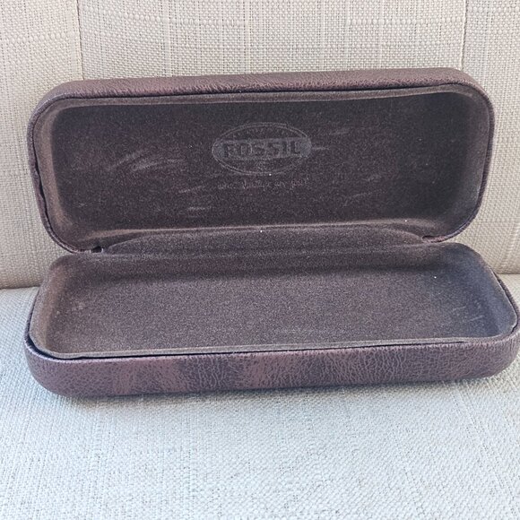 Fossil Eyeglasses Frame Brown Hard Case for Glasses Case only - Picture 2 of 11